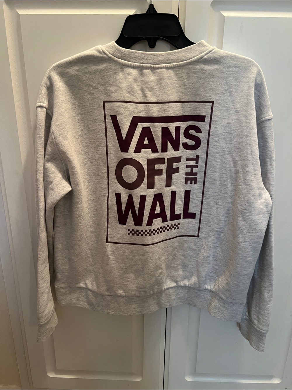 Vans Light Gray Crewneck Sweatshirt with Burgundy Logo